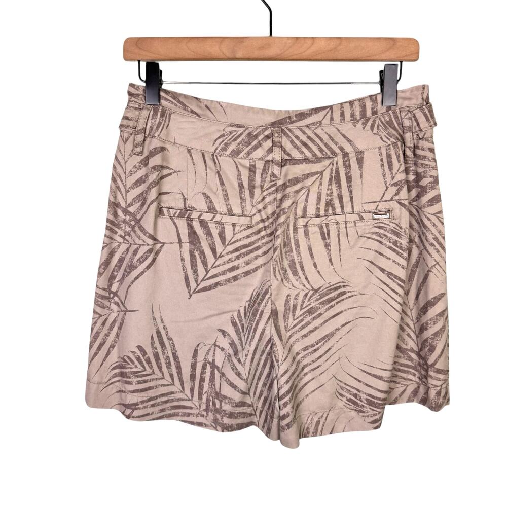 White House Black Market NWT WHBM Taupe Terrain Morel Palm Leaf Tropical Shorts - Picture 4 of 10